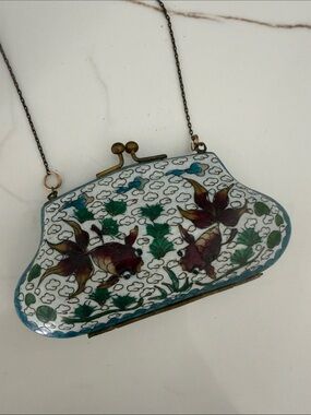 Vintage Chinese Cloisonné Enamel Koi Fish Purse